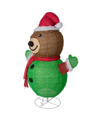 25" Pop-up Bear Wearing Santa Hat Outdoor Christmas Decoration