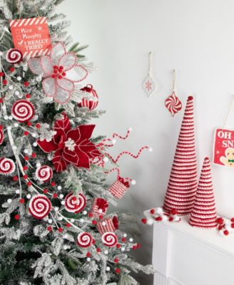 30" Candy Cane Swirls and Pom Poms Christmas Garland