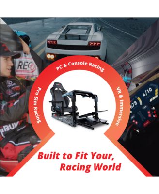 GTA-Pro Racing Cockpit – Dual-Use Sim Rig Workstation Black Red Seat, Direct Drive Compatible, Upgradable, Fits Users 32"–7' Tall