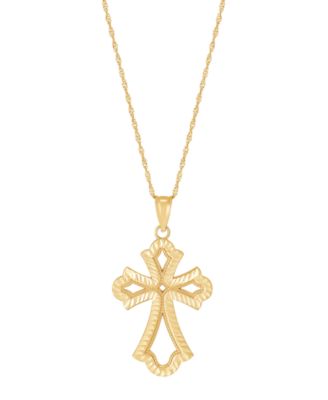 Macy's - Polished Cross Pendant Necklace in 10K Yellow Gold