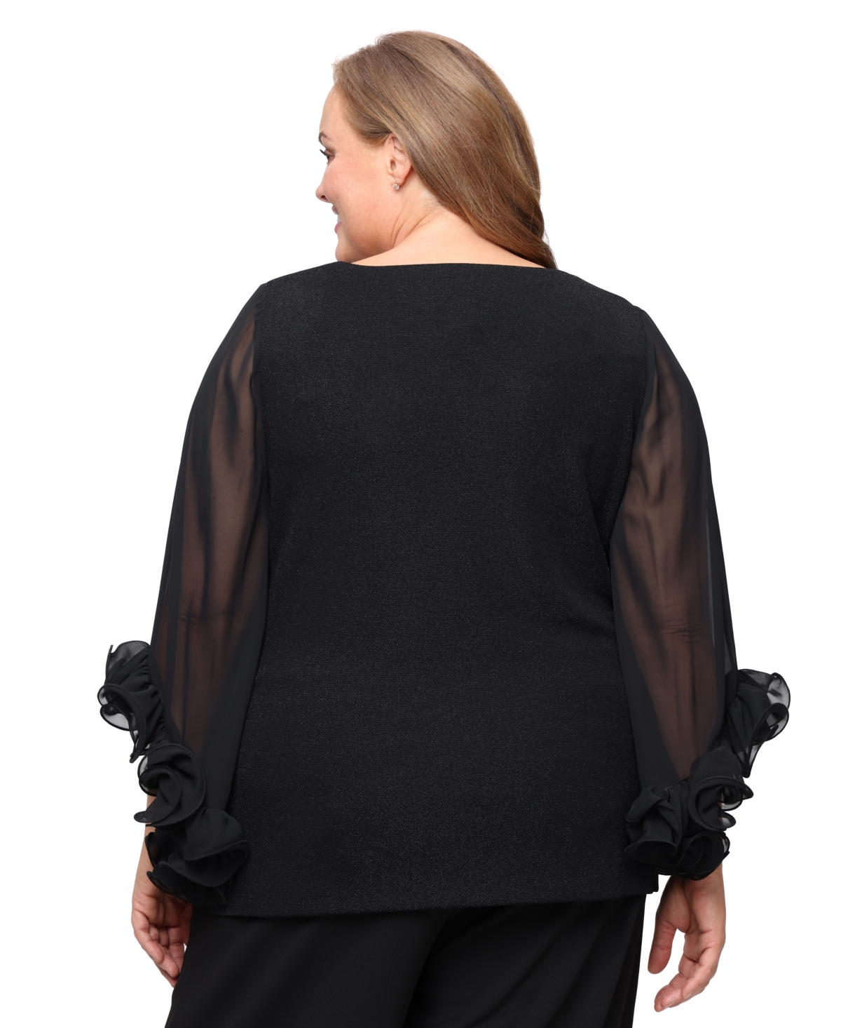 Alex Evenings 8427881 Metallic Blouse Plus Size Top In Black