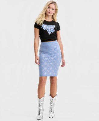 Women's Rhinestone 4G Sweater Skirt