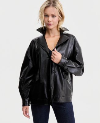 秋*月様 GUESS シングルライダースジャケット ブラック GUESS Women's Fransiska Faux-Leather Jacket - Macy's