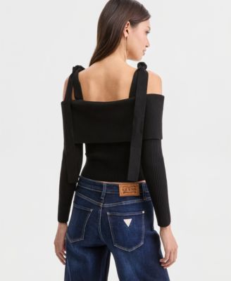 Women's Ribbed Terra Cold-Shoulder Sweater