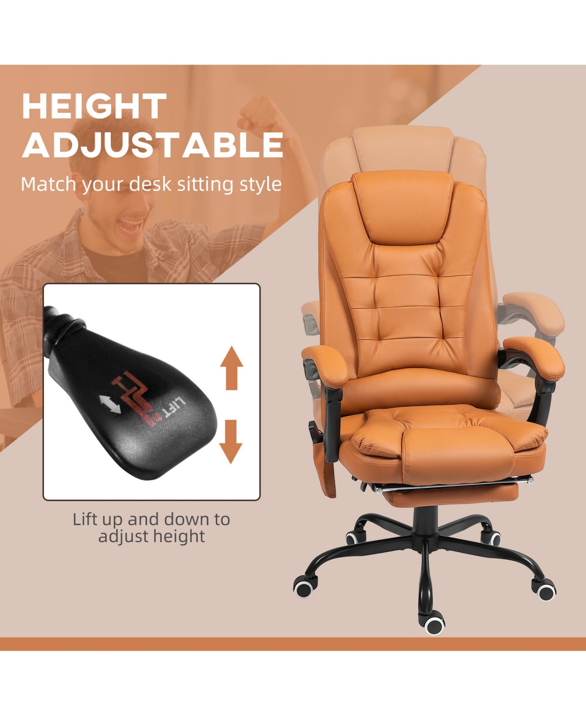 Vinsetto 7-Point Vibrating Massage Office Chair with High Back