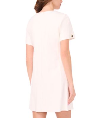 Women's Petite Short-Sleeve Button Skirt Shift Dress