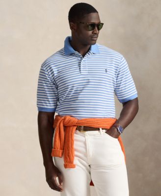Men's Big & Tall Striped Mesh Polo Shirt