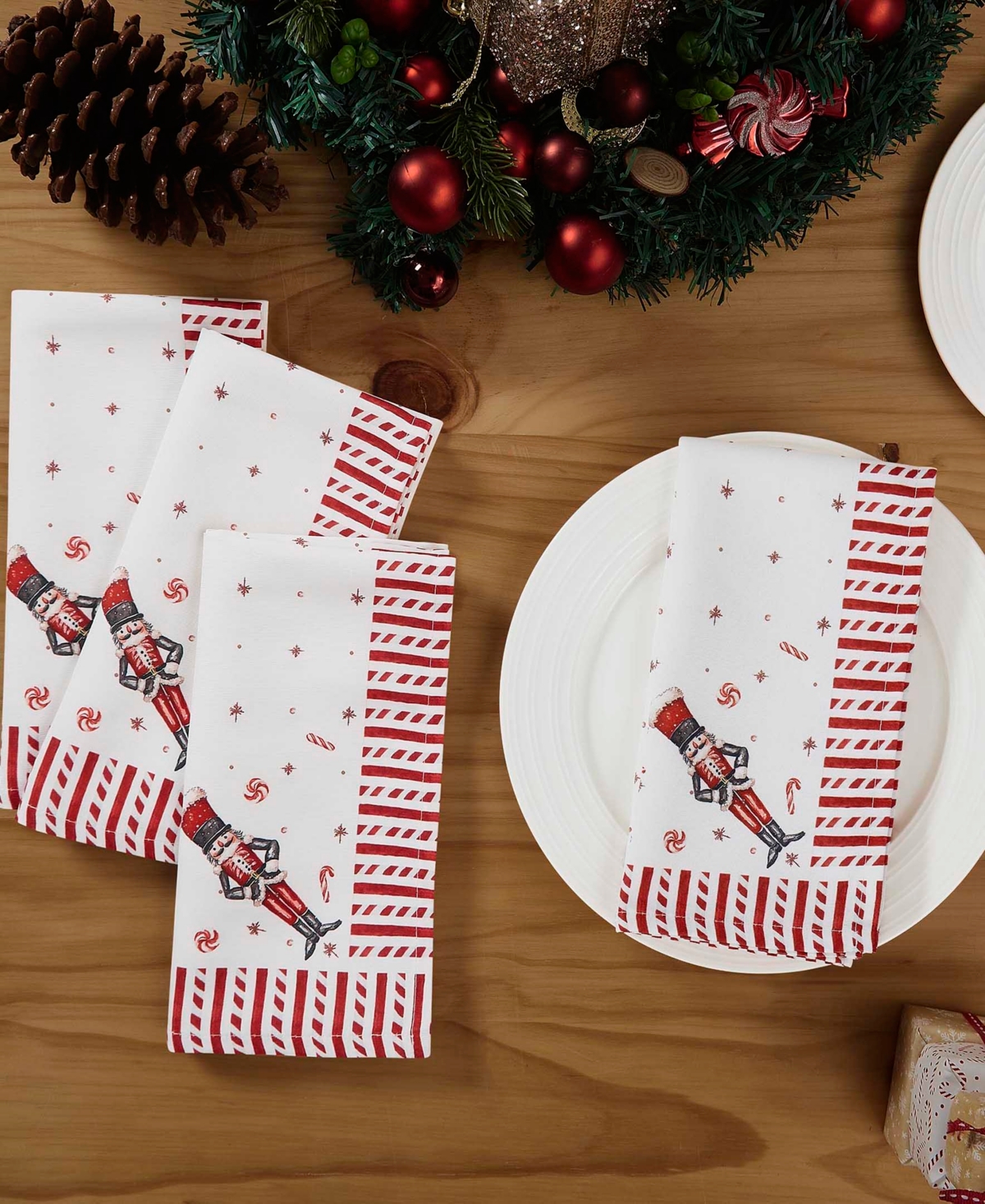 Avanti Nutcracker Candy Napkins, Set of 4