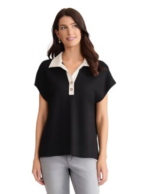 Jones New York - Petite Short-Sleeve Extend Shloulder Polo Top