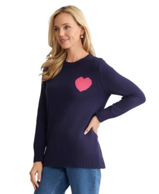 Petite Heart Crewneck Sweater