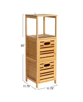 Bamboo 3-Tier Slatted Shelf with Crates, Natural