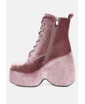 ASHCAN Womens High Platform Velvet Ankle Boots