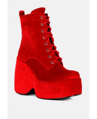ASHCAN Womens High Platform Velvet Ankle Boots
