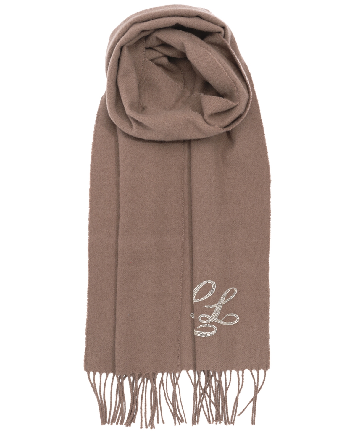 Ralph Lauren Beaded Logo Scarf In Brown