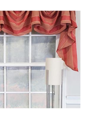 Luxurious Modern Design Ribbon Stripe Victory Swag 3-Scoop Window Valance 50" x 25" Coral
