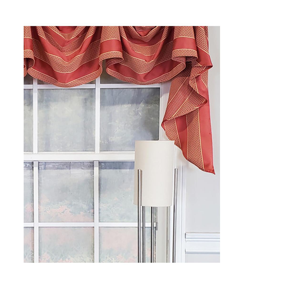 Rlf Home Luxurious Modern Design Ribbon Stripe Victory Swag 3-Scoop Window Valance 50" x 25" Coral