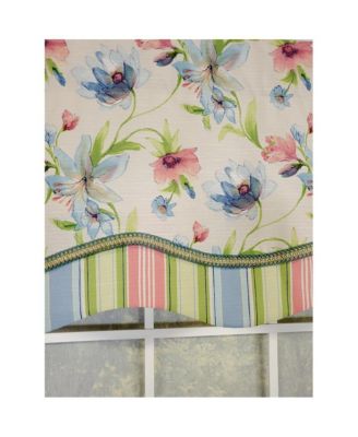 Flowers Bloom Glory 100% Cotton Floral Design with Gimp Trim Lining Spot Clean Valance 50"x16" Multicolor