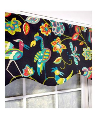 Locos Birds Provance 3" Rod Pocket Lining Luxurious and Elegant Window Treatment Valance 50" x 15" Black