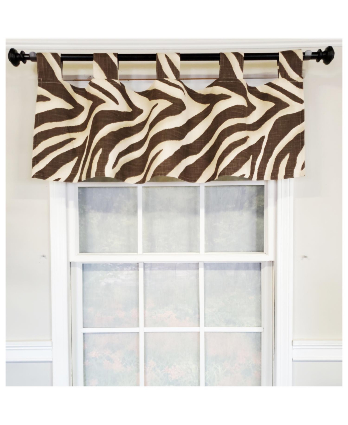 Rlf Home 4" Top Tab High Quality Fabric Zebra Tab Valance for Windows 50" x 16" Brown