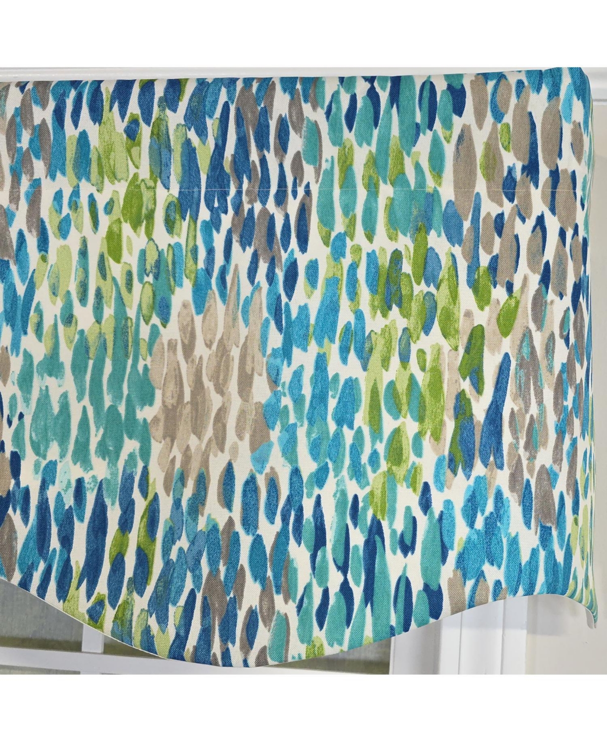 Rlf Home 100% Cotton Dazzle Provance With Poly/Cotton Ivory lining Rod Pocket Valance 50" x 17" Blue