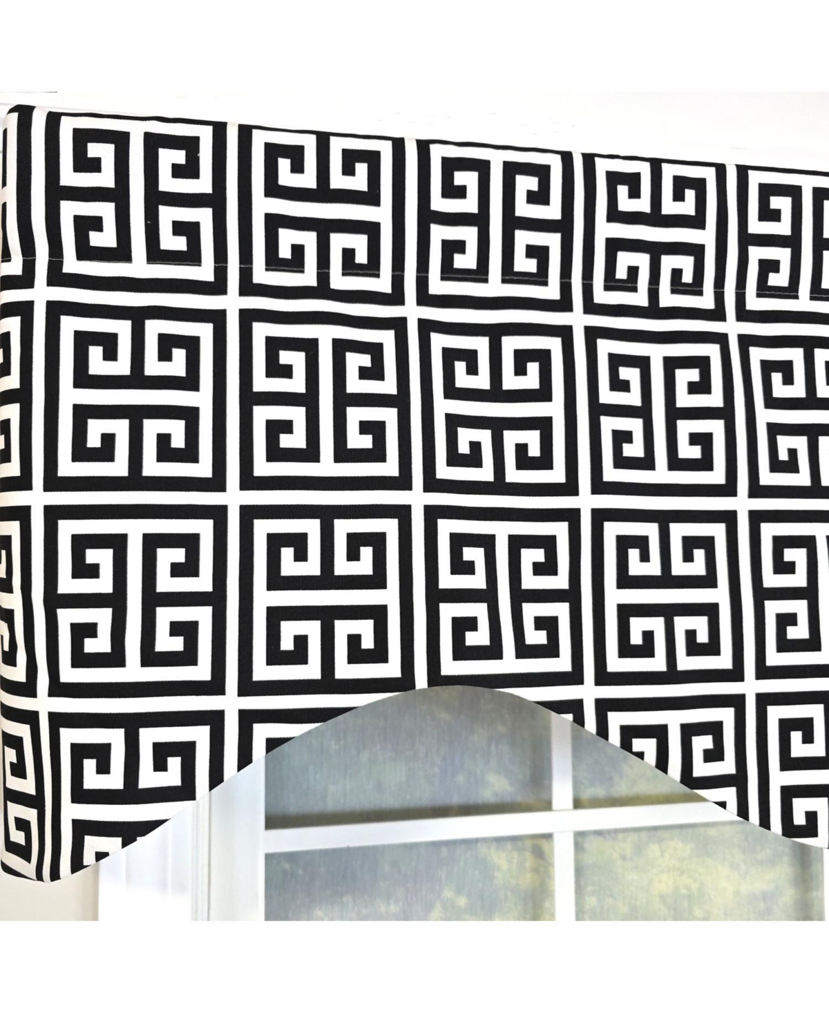 Rlf Home 100% Cotton Tower Cornice With Poly/Cotton Ivory lining Rod Pocket Valance 50" x 17" Black