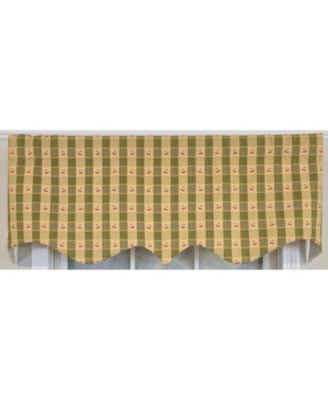 100% Cotton Cherry Squares Regal With Poly/Cotton lining Rod Pocket Valance 50" x 15" Green