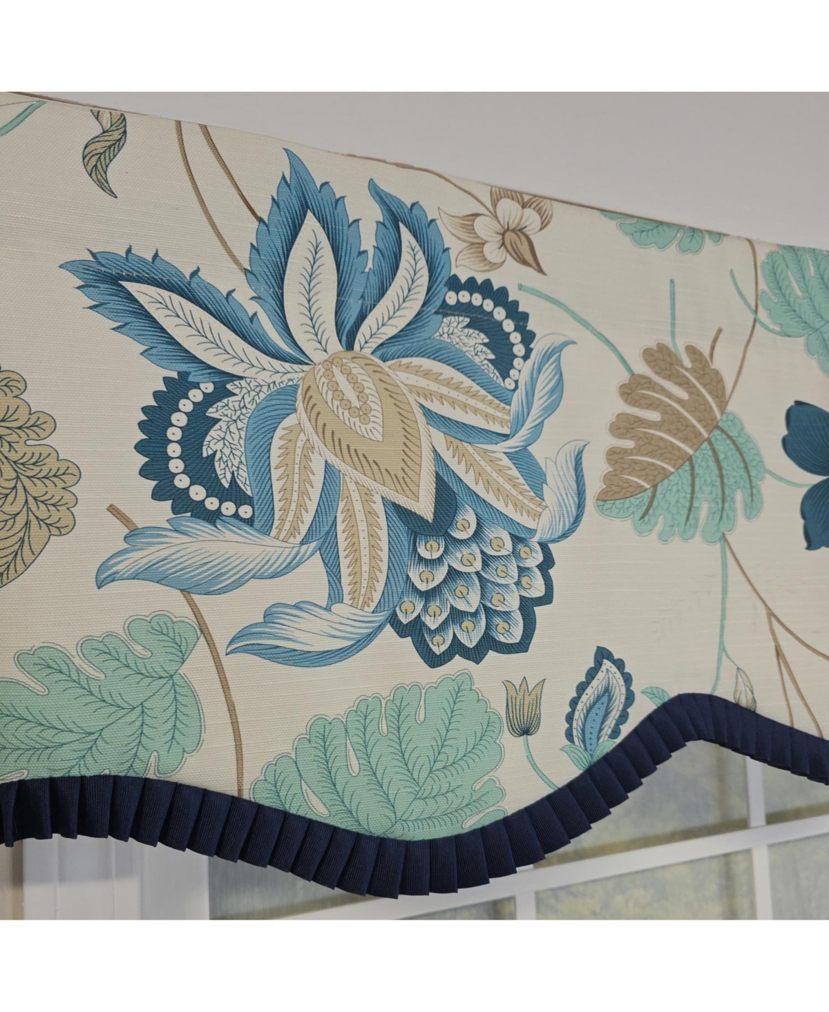 Rlf Home 100% Cotton Samanta Ruffled Provance Fully lined Windows Rod Pocket Valance 50" x 15" Blue