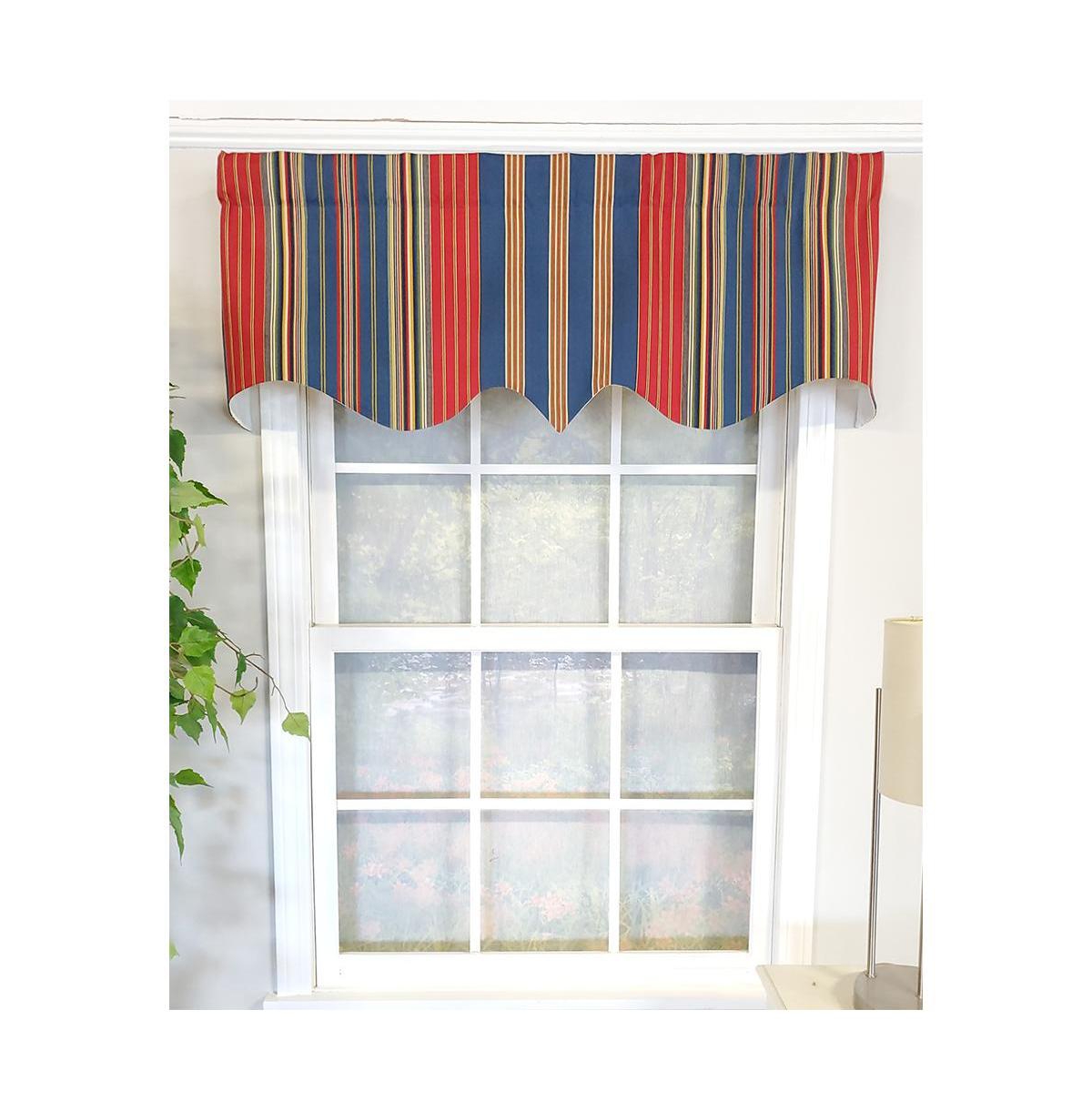 Rlf Home Sailor Stripe Regal 3" Rod Pocket Lining Luxurious and Elegant Window Treatment Valance 50" x 17" Nautical