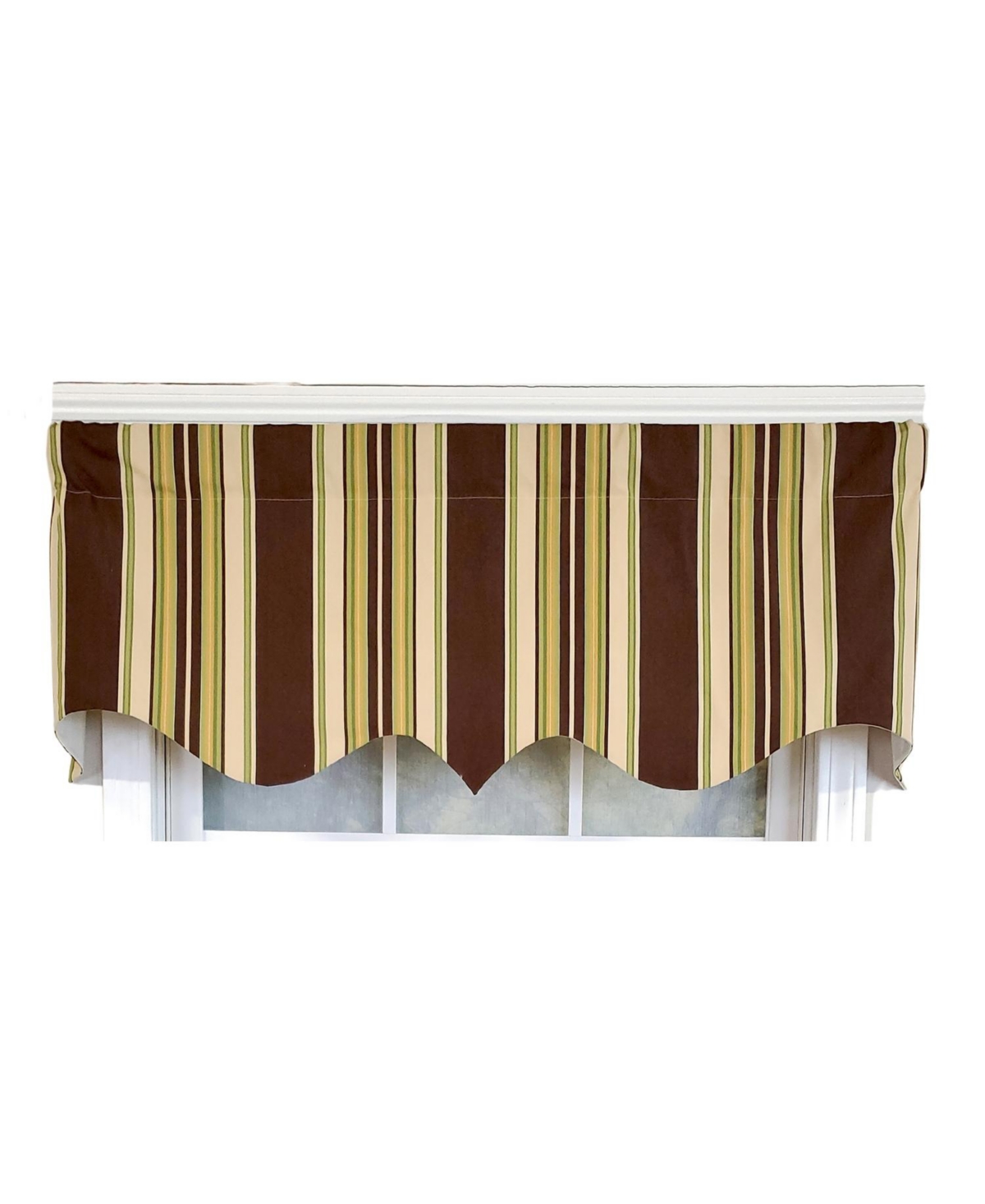 Rlf Home 3" Rod Pocket High Quality Fabric Aurelia Stripe Regal Valance for Windows 50" x 17" Brown