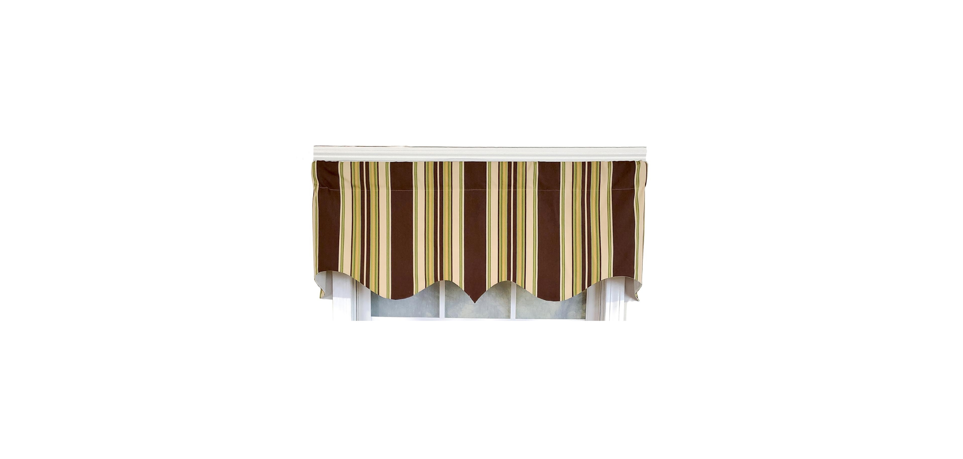 Rlf Home 3" Rod Pocket High Quality Fabric Aurelia Stripe Regal Valance for Windows 50" x 17" Brown