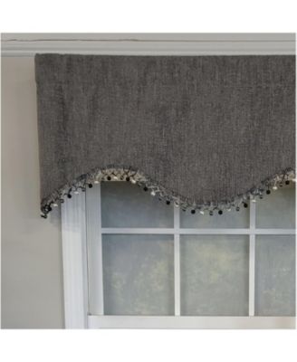 3" Rod Pocket High Quality Fabric Jasper Cornice Valance with Tassel Trim for Windows 50" x 17" Charcoal
