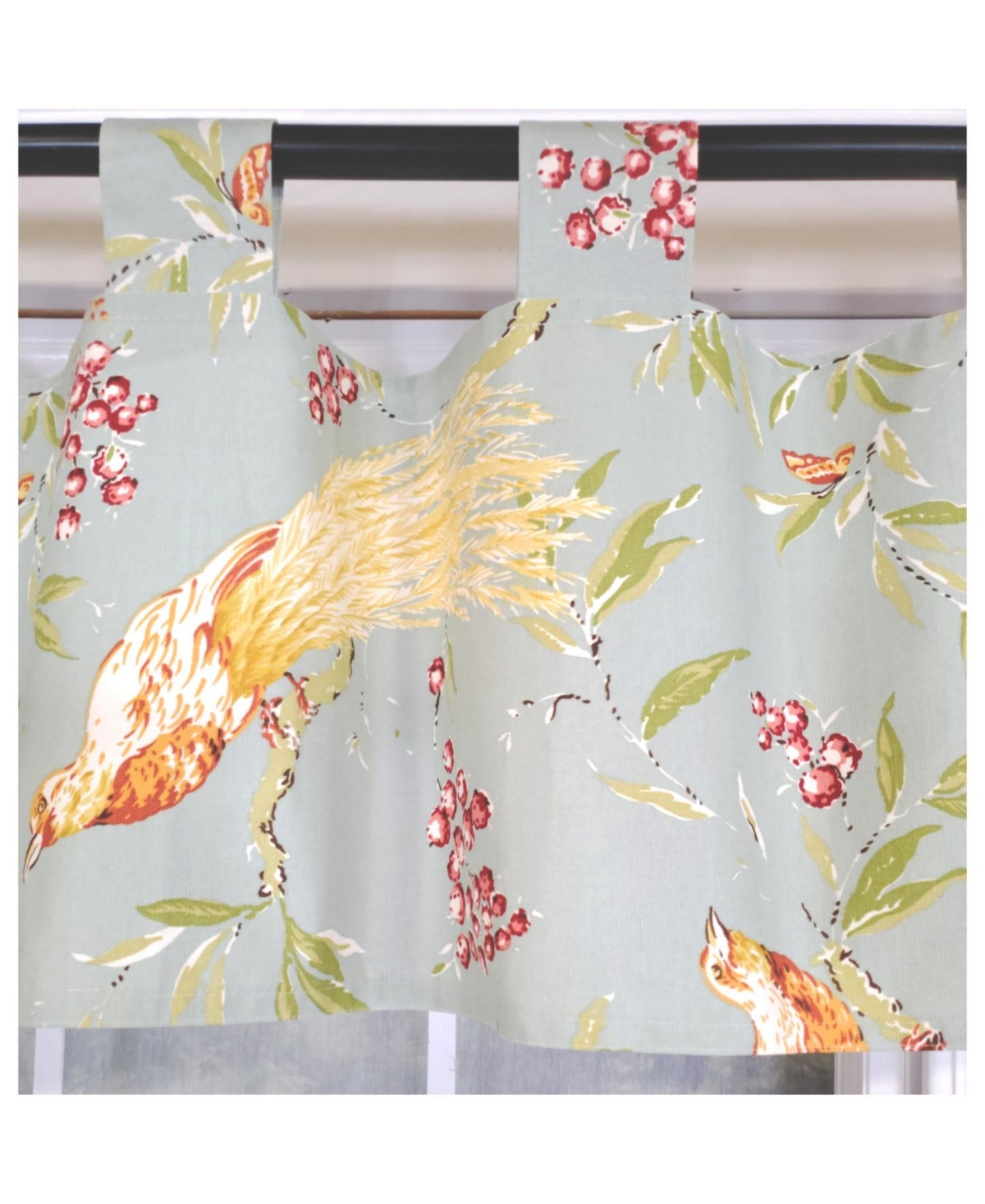 Rlf Home 4" Top Tab High Quality Fabric Long Tail Tab Valance for Windows 50" x 16" Sky