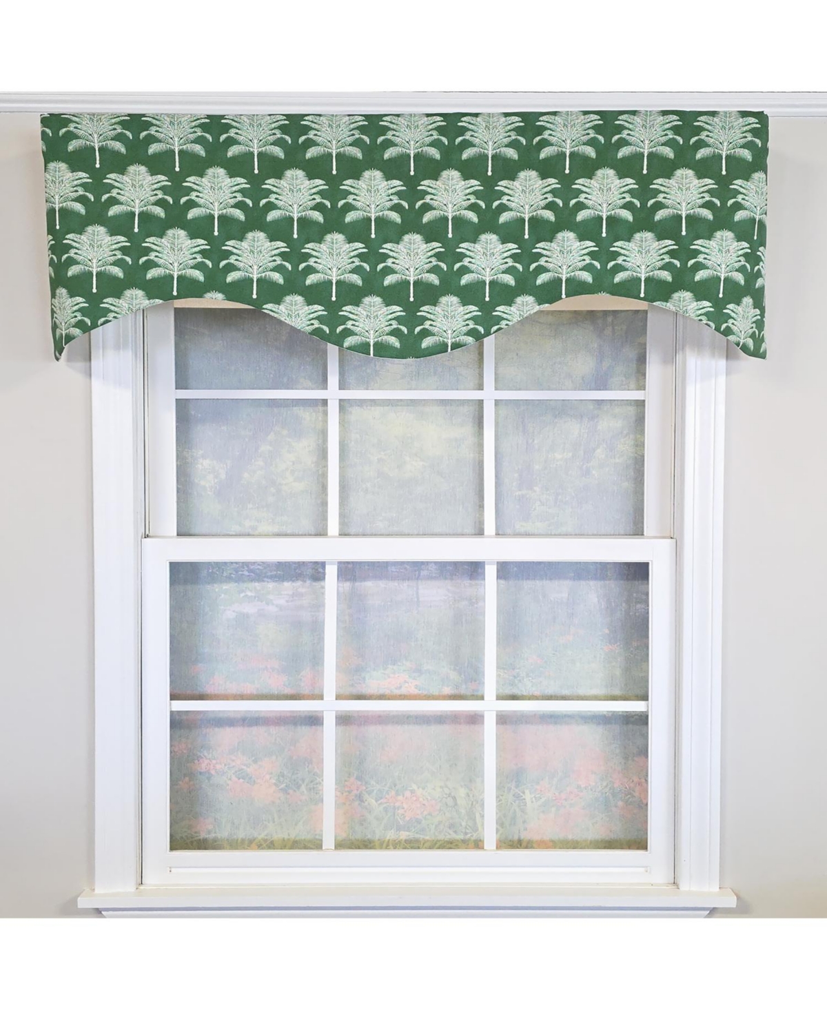 Rlf Home St. Croix Cornice Valance - 100% Cotton with Ivory Lining 50" x 17" Green