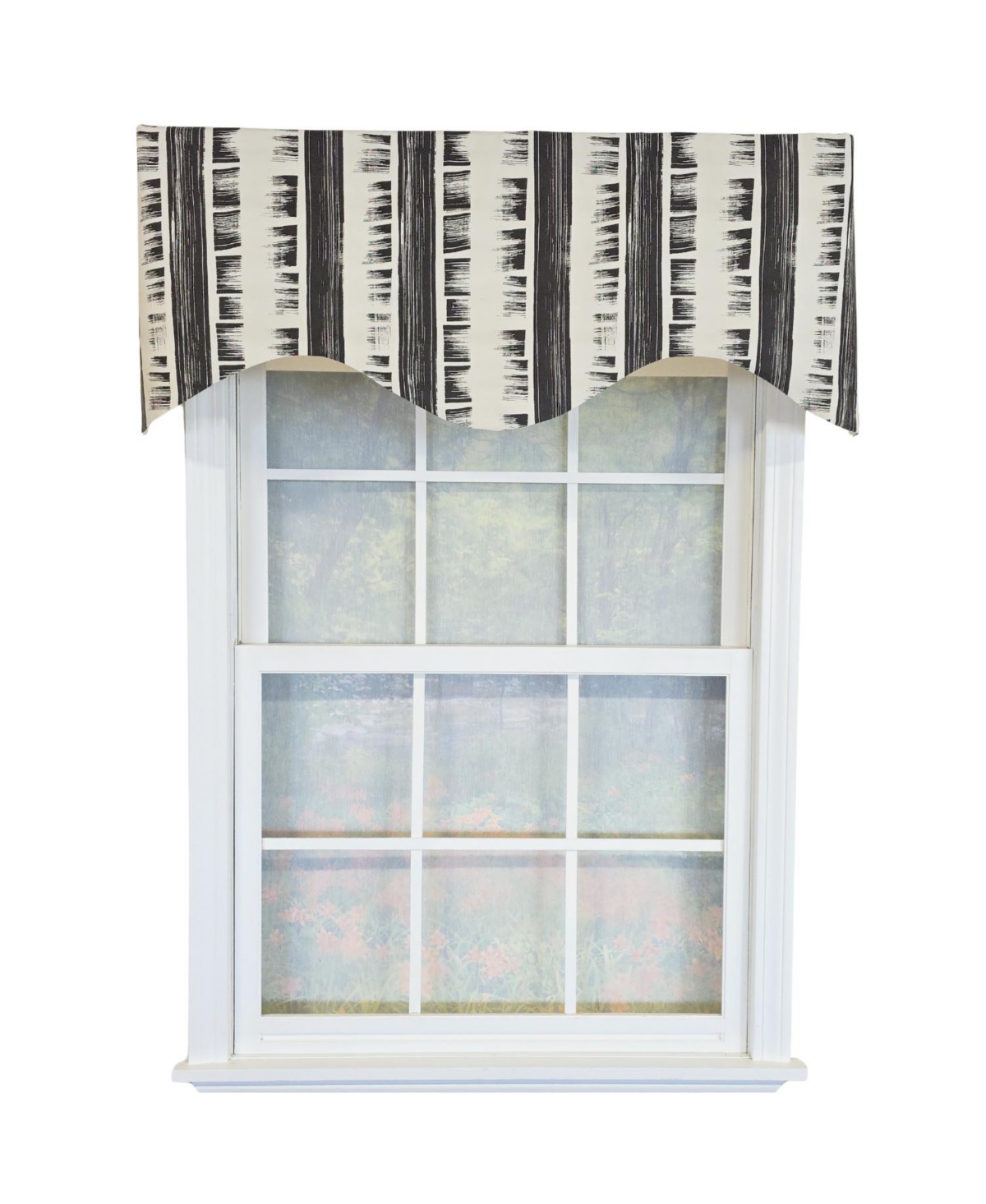 Rlf Home 100% Cotton Jaspeado Cornice With Poly/Cotton Ivory lining Rod Pocket Valance 50" x 17" Black