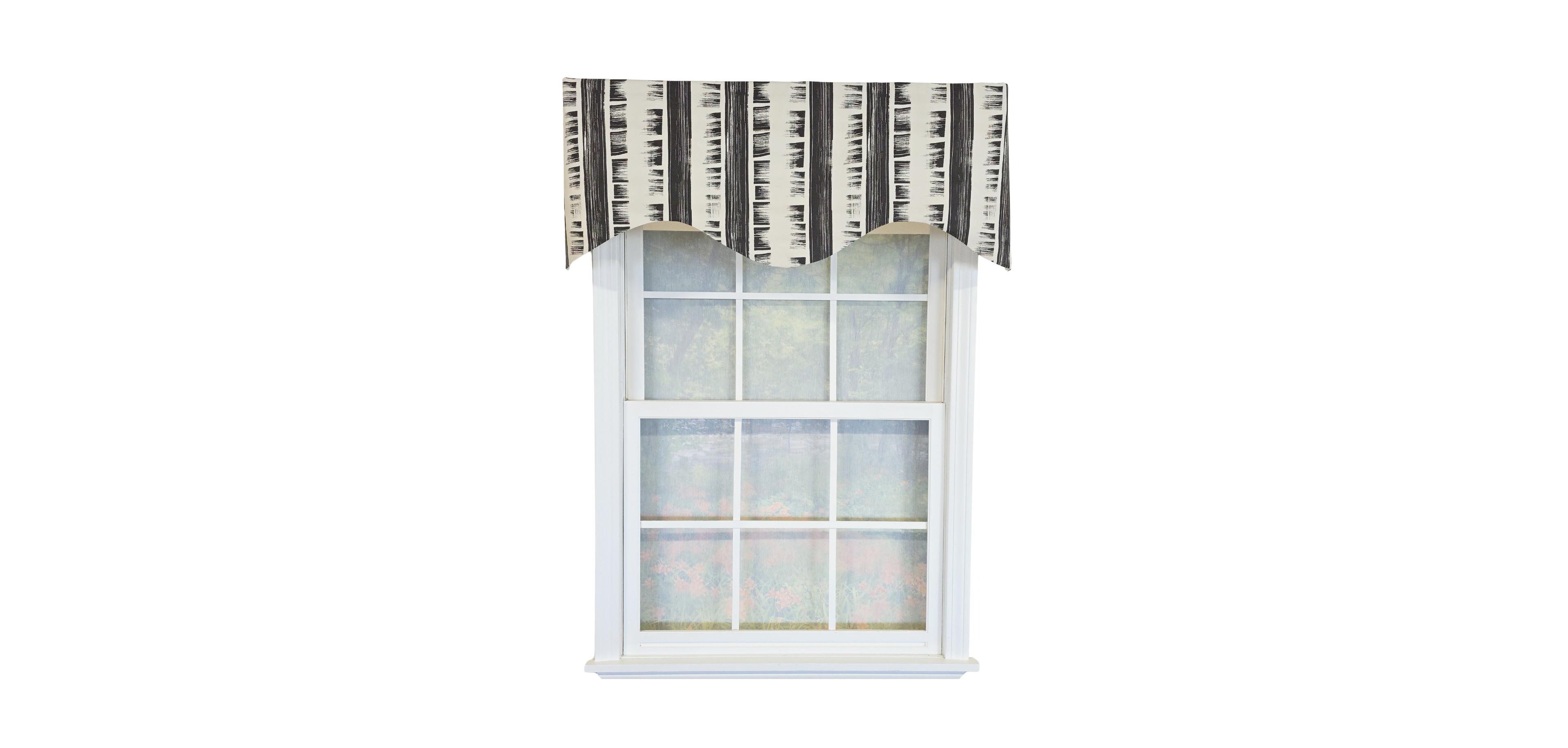Rlf Home 100% Cotton Jaspeado Cornice With Poly/Cotton Ivory lining Rod Pocket Valance 50" x 17" Black