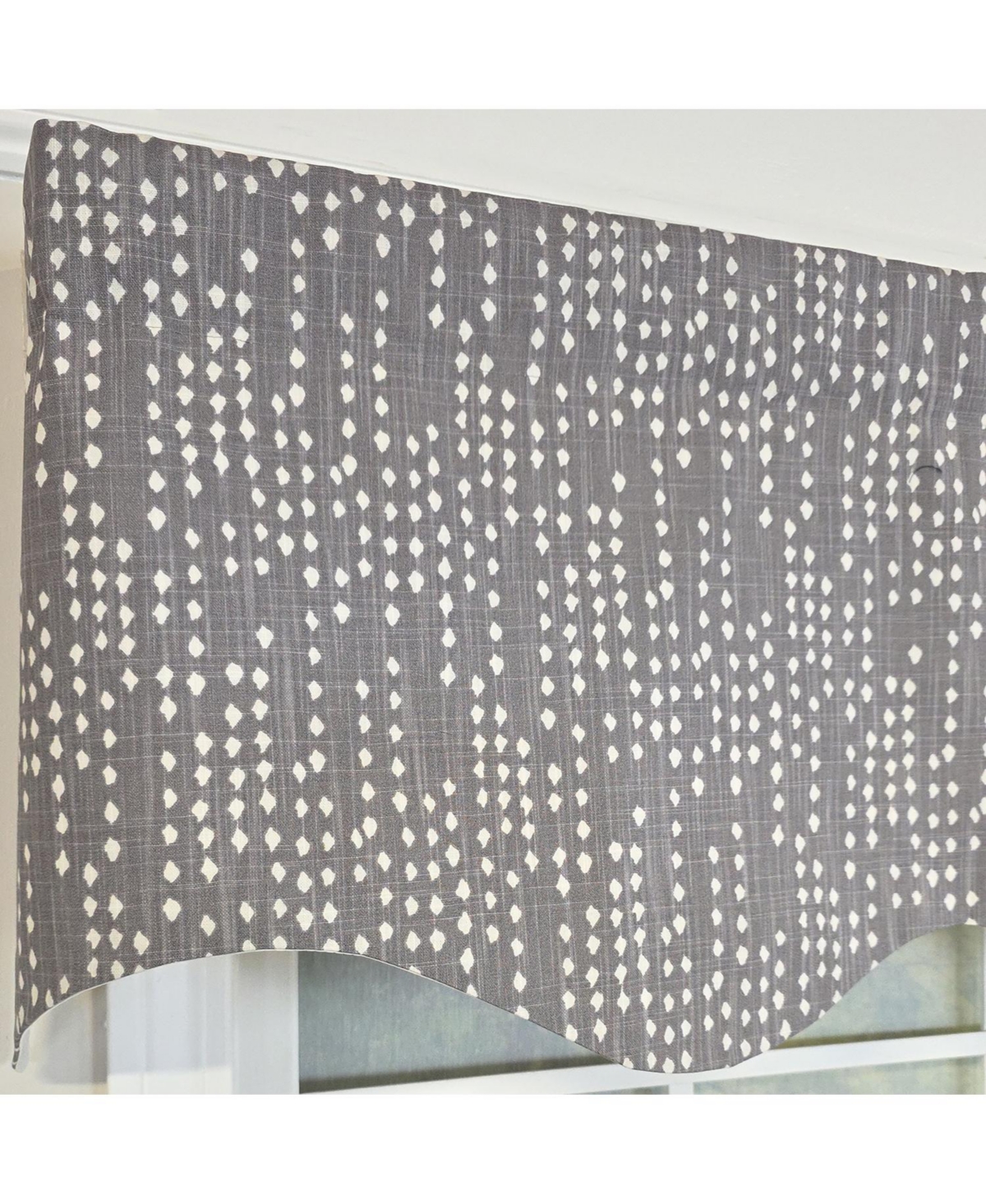 Rlf Home 100% Cotton Rainfall Regal With Poly/Cotton Ivory lining Rod Pocket Valance 50" x 16" Gray