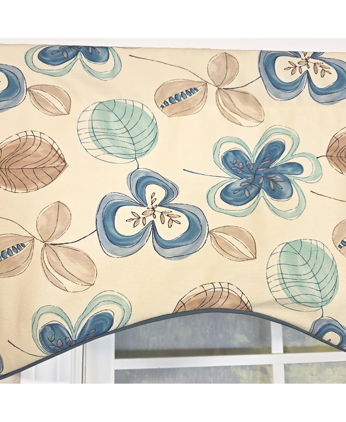 Rlf Home 100% Cotton Jolly Cornice Fully lined Windows Rod Pocket Valance 50" x 17" Cream