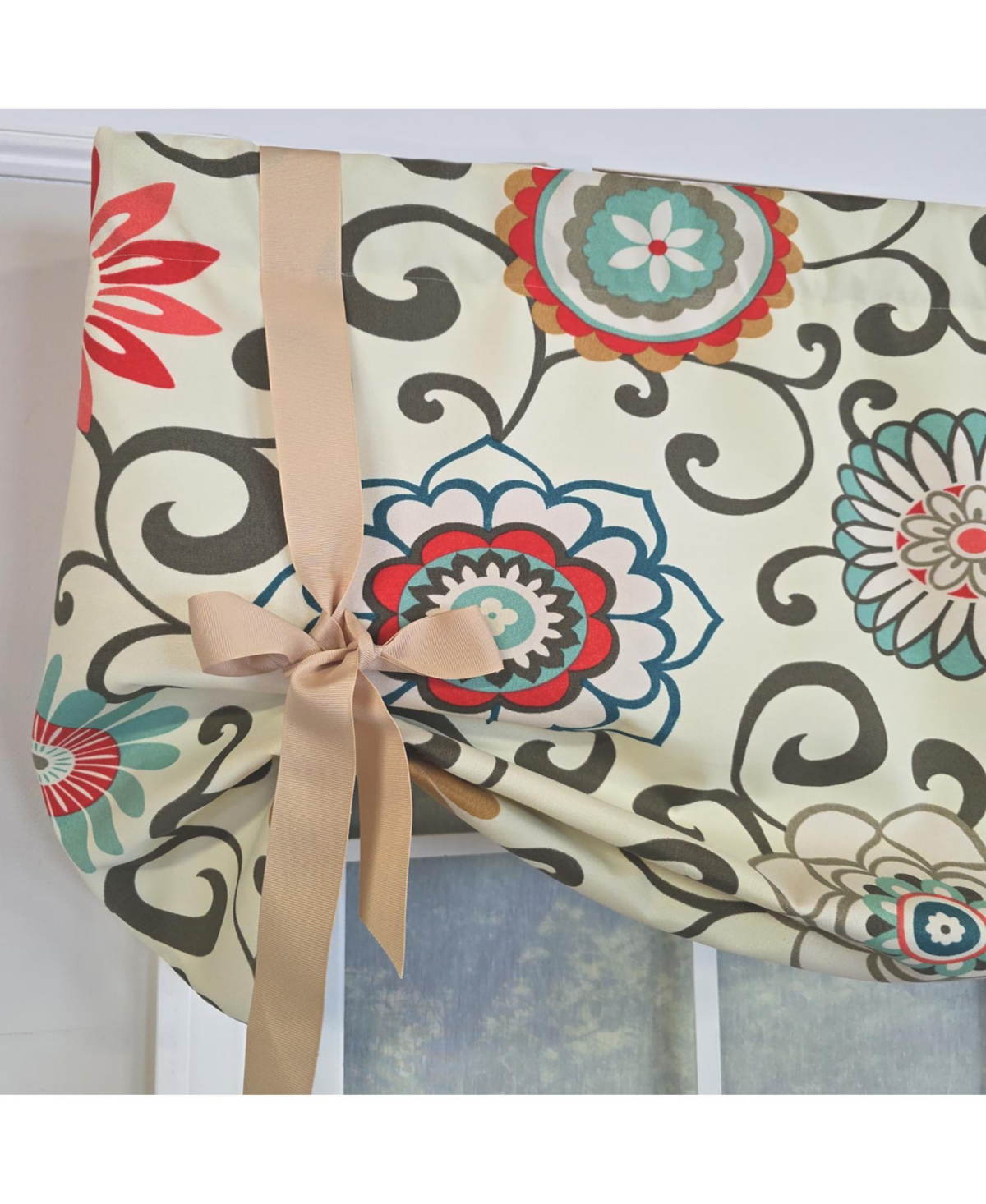 Rlf Home 100% Cotton Monterrey Tie-Up Fully lined Windows Rod Pocket Valance 50" x 23" Cream