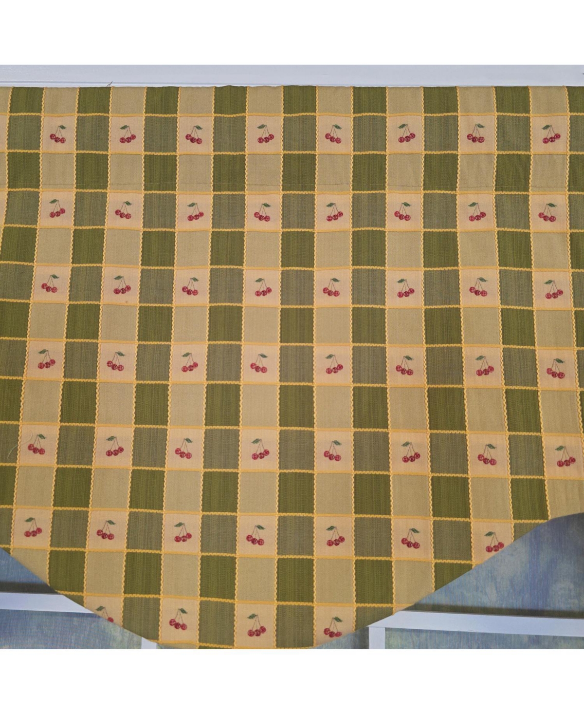 Rlf Home 100% Cotton Cherry Plaid Cornice Fully lined Windows Rod Pocket Valance 50" x 17" Green