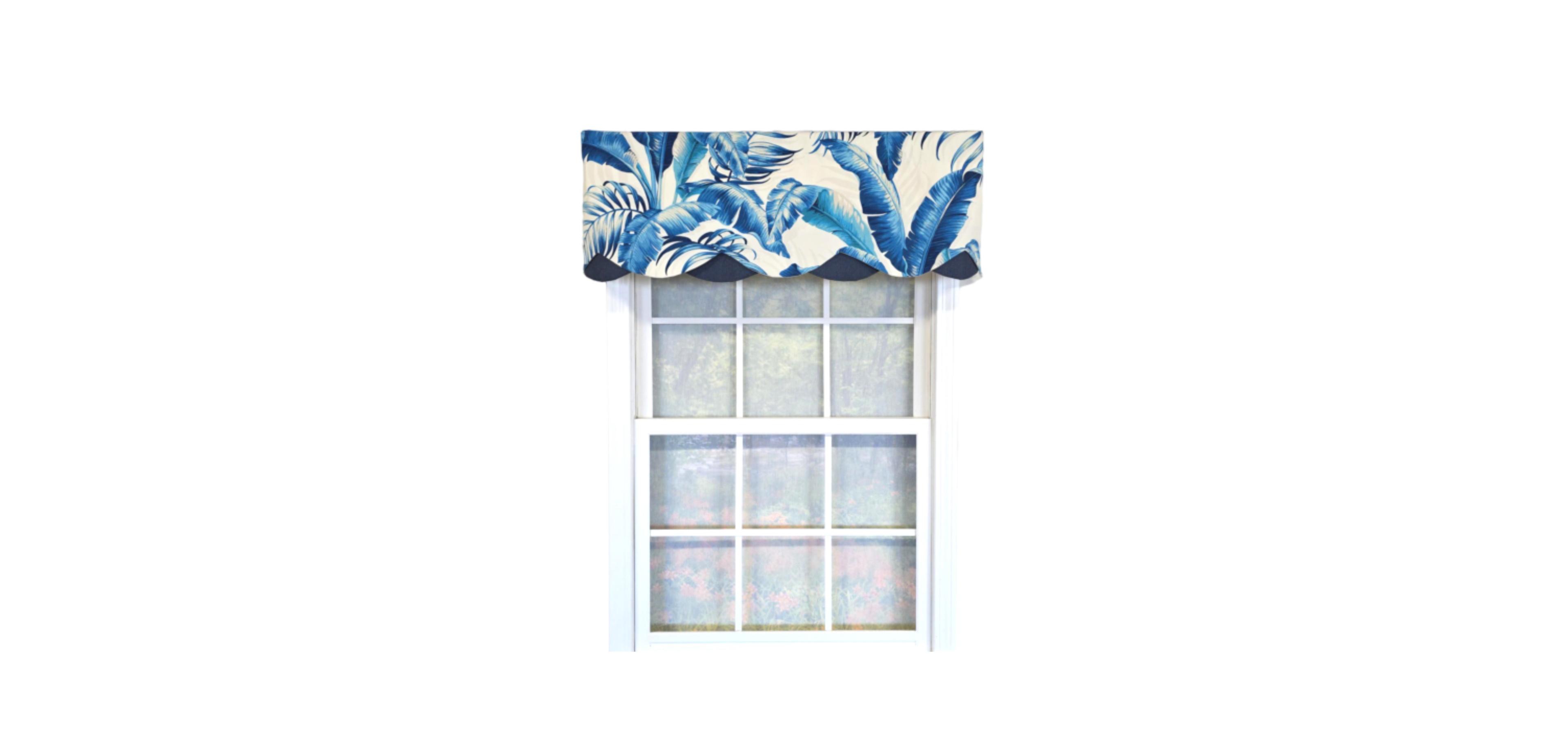 Rlf Home 100% Cotton Plantain Petticoat Fully lined Windows Rod Pocket Valance 50" x 15" Navy