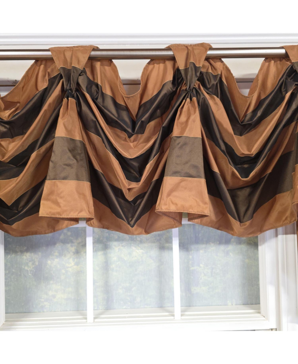 Rlf Home 100% PolyesterPascal 3-s Victory Swag Unlined Windows Tab Top Valance 60" x 25" Brown