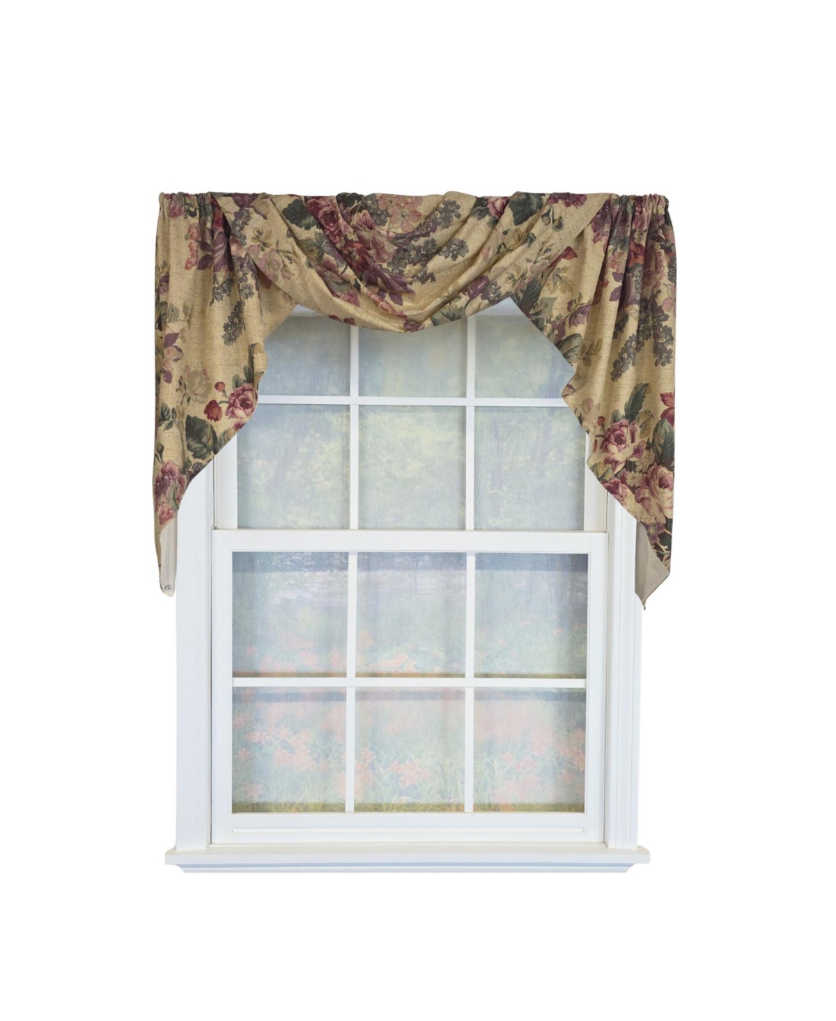 Rlf Home 100% Cotton 3-pc Terrene Swag/Jabot Set Fully lined Rod Pocket Valance 58" x 34" Multi