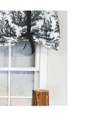 Modern Design Classic Pique Tie-Up Window Valance 50" x 18" Black