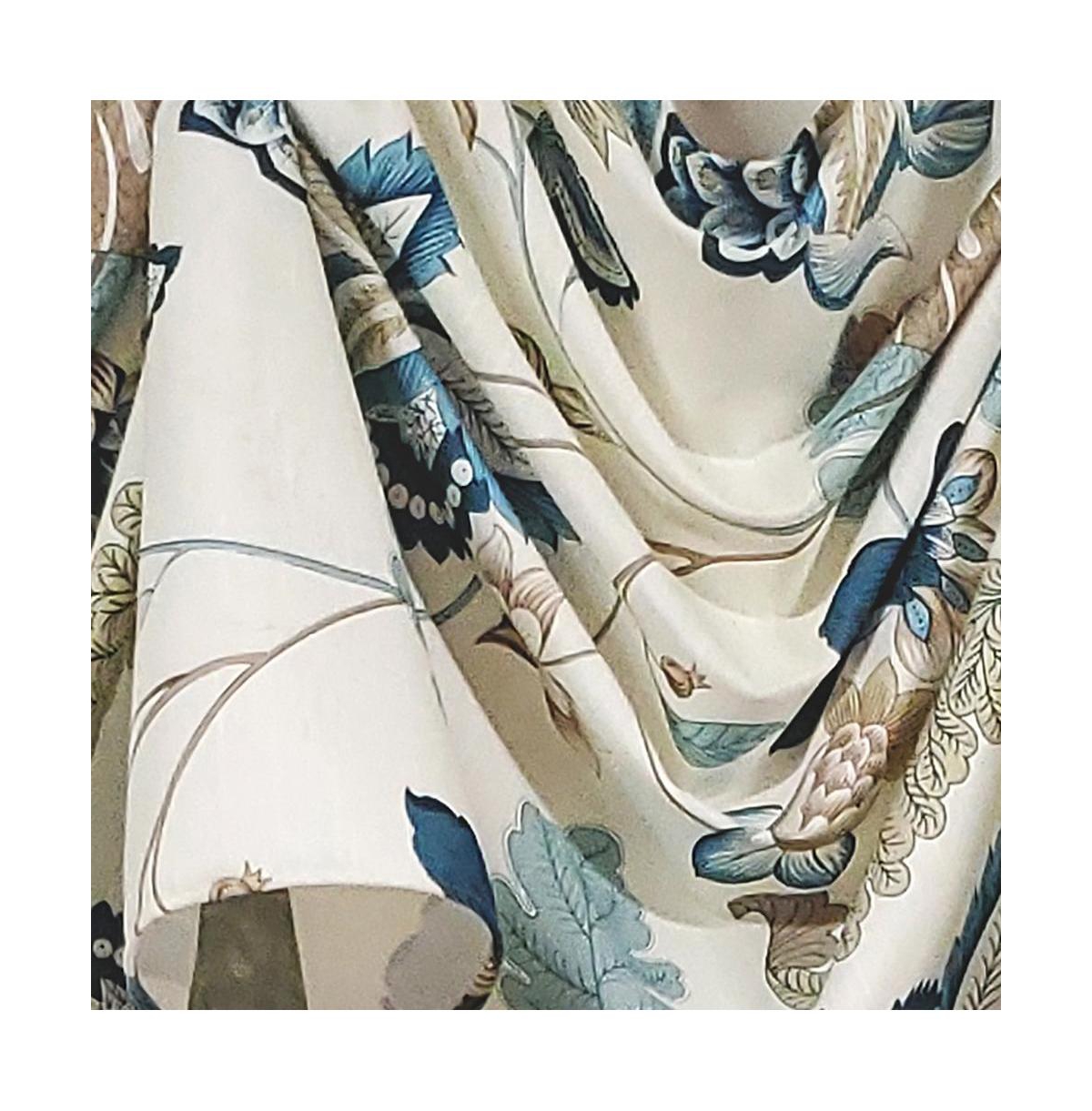 Rlf Home Samanta 3" Tab Top Luxurious and Elegant Window Treatment 3-Scoop Victory Swag 56" x 18" Blue