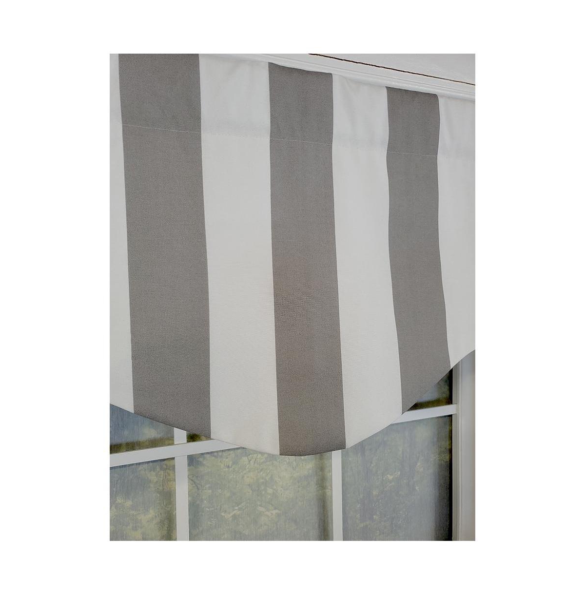 Rlf Home Cabana Stripe Cornice 3" Rod Pocket Lining Luxurious and Elegant Window Treatment Valance 50" x 17" Gray