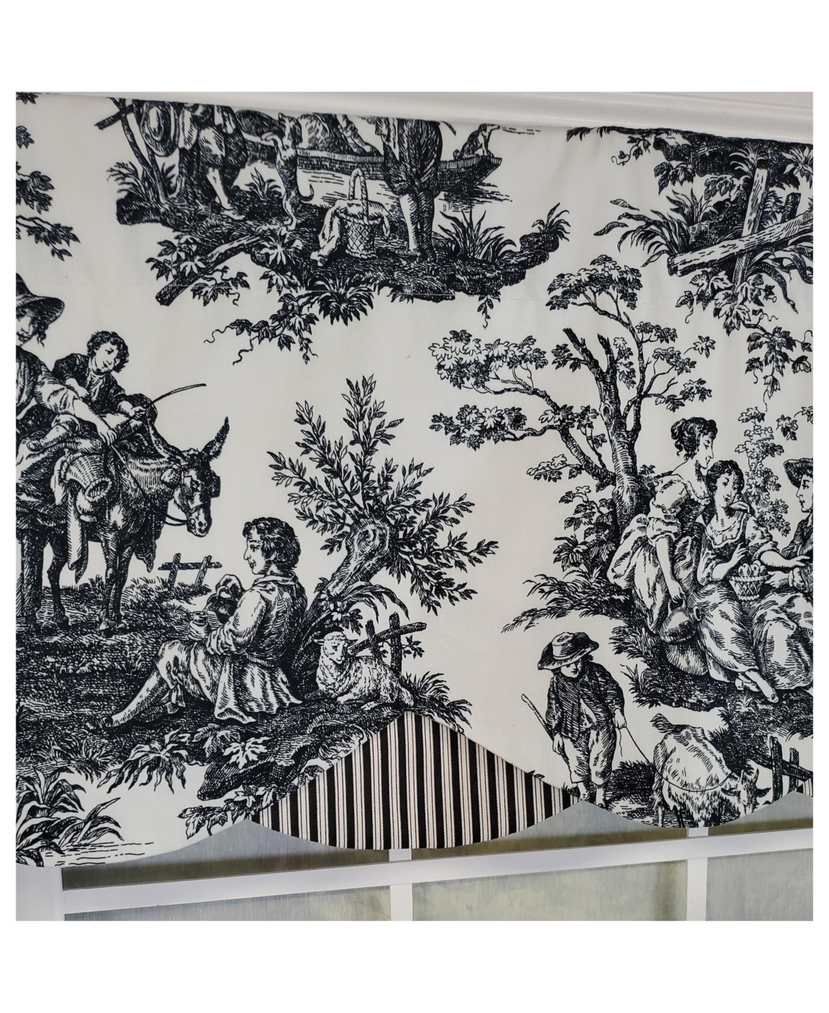 Rlf Home 3" Rod Pocket High Quality Fabric Glory Days Petticoat Valance for Windows 50" x 15" Black