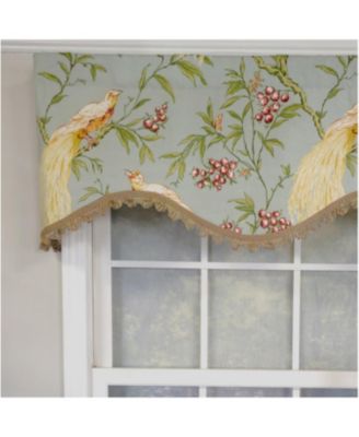 3" Rod Pocket High Quality Fabric Long Tail Cornice Valance With Scalloped Trim for Windows 50" x 17" Sky