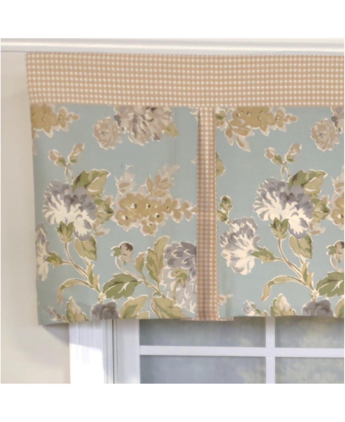 Rlf Home 3" Rod Pocket High Quality Fabric Floral Essence Pleated Valance for Windows 50" x 16" Blue