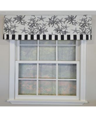 Reef Banded Valance Collection - 100% Cotton Window Treatment 50" x 16"  Black