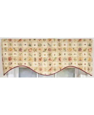 Botanical Cornice Valance - 100% Cotton with Ivory Lining 50" x 17"  Beige